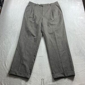 Zanella Nordstrom Mens 36 Grey Wool Cashmere Pleated Cuffed Dress Pants Italy